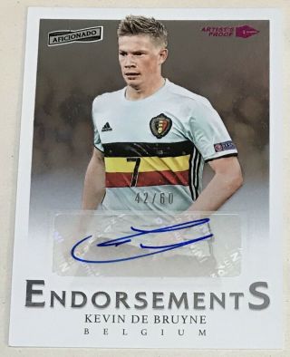 2016 - 17 Panini Aficionado Kevin De Bruyne Autograph /60 Soccer Card Belgium