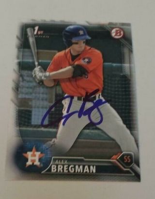 Alex Bregman Signed Autographed 2016 Bowman Baseball Card Houston Astros Star