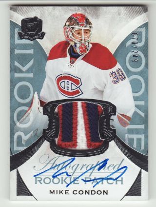 Mike Condon 2015 - 16 Upper Deck The Cup Rpa Rc On Card Auto/patch 070/249