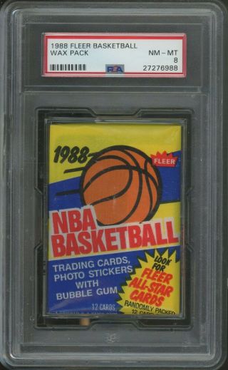 1988 Fleer Basketball Wax Pack Psa 8 Nm - Mt 2