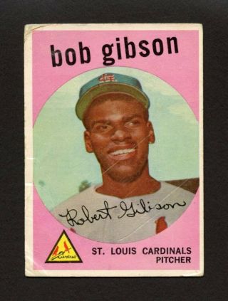 1959 Topps 514 Bob Gibson - St.  Louis Cardinals Hof Rookie Rc High - Poor