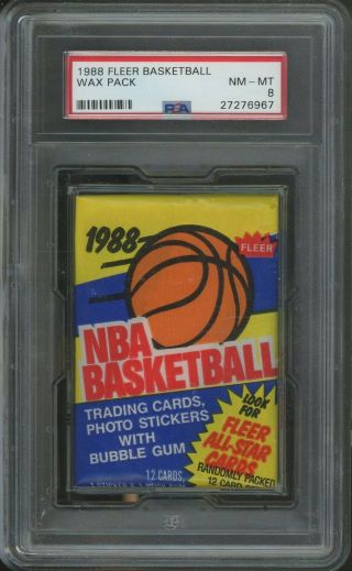 1988 Fleer Basketball Wax Pack Psa 8 Nm - Mt 1