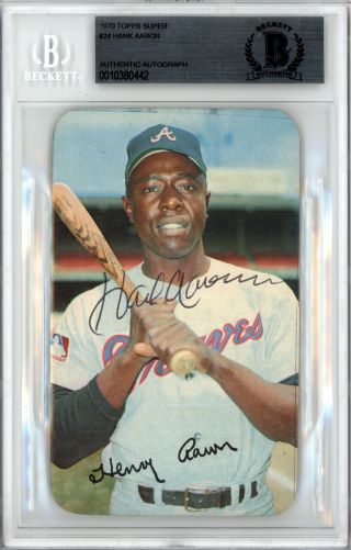 Hank Aaron Autographed Signed 1970 Topps Card 24 Braves Beckett 10380442
