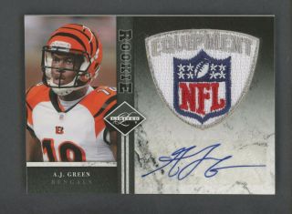 2011 Panini Limited A.  J.  Green Bengals Rpa Rc Nfl Shield Rpa Rc Patch Auto 1/1