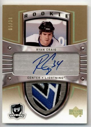 2005 - 06 The Cup Auto Rookie Patches Gold Rainbow 156 Ryan Craig 05/34