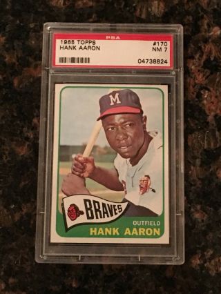 1965 Topps Hank Aaron Milwaukee Braves 170 Baseball Card Psa 7