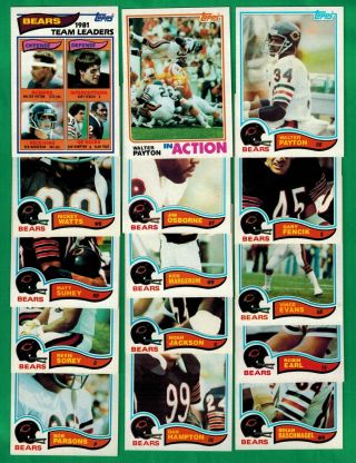1982 Topps Football Chicago Bears Complete Team Set - Walter Payton,  Dan Hampton