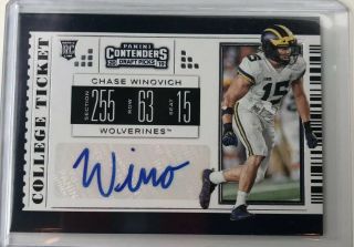 2019 Panini Contenders Draft Picks Chase Winovich Rookie Autograph