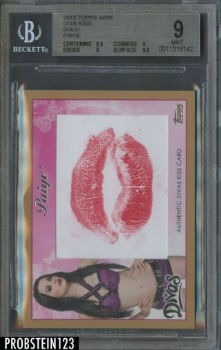 2015 Topps Wwe Wrestling Gold Diva Paige Kiss Card 9/10 Bgs 9 W/ 9.  5