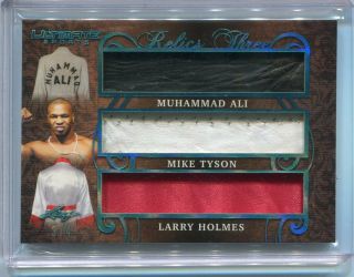 2019 Leaf Ultimate Sports Muhammad Ali Mike Tyson Holmes Game Swatch 3/4