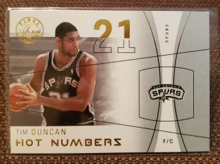2003 - 04 Flair Final Edition Hot Numbers Retail Gold 29hn - Tim Duncan 19/21