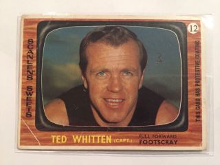 1967 Scanlens Afl Vfl Football Card - Footscray Bulldogs 12 Ted Whitten