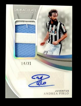 2018 - 19 Panini Immaculate Andrea Pirlo Patch Auto Match - Worn 14/21 Juventus
