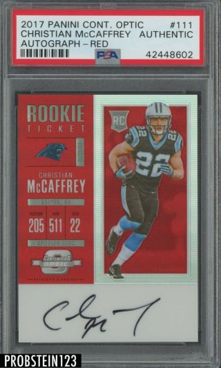 2017 Contenders Optic Red Rookie Ticket Christian Mccaffrey Rc Auto 49/75 Psa