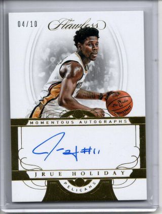 Jrue Holiday Auto /10 2018 - 19 Panini Flawless Momentous Autograph Sp Pelicans