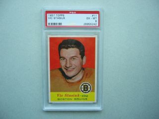 1957/58 Topps Nhl Hockey Card 11 Vic Stasiuk Ex/mt Psa 6 Sharp 57/58 Topps