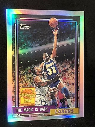 Magic Johnson 2000 - 01 Topps Chrome Refractor Reprint Insert Card 6 Sp Lakers L2
