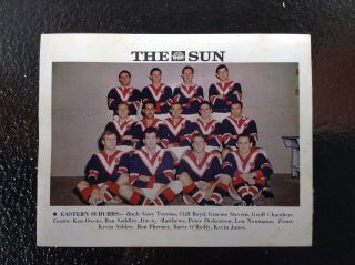 1967 The Sun Eastern Suburbs Rugby League Team Card Nswrfl Nrl Sydney Roosters