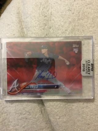 2018 Topps Clearly Authentic Max Fried Red Auto 41/50 Rc Rookie Braves