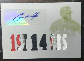 2015 Topps Triple Threads Christian Yelich White Whale Logo Patch Auto True 1/1