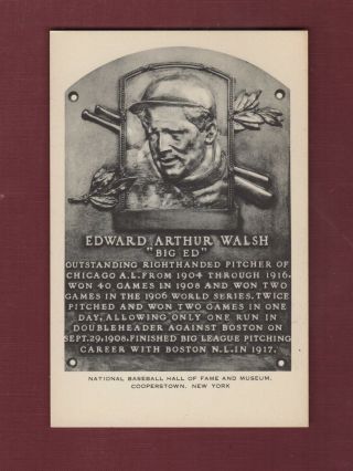 " Big Ed " Walsh 1953 - 55 Artvue Type 1 Hall Of Fame Plaque Postcard Ex/nm