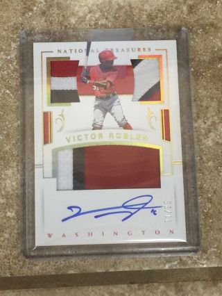 2018 Panini National Treasures Victor Robles Auto 3 Color Triple Patch /25