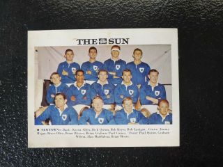 1967 The Sun Newspaper Newtown Jets Rugby League Team Card Nswrfl Nrl Bluebags