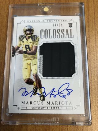 2015 National Treasures Marcus Mariota Rc Auto Colossal Jersey Patch 24/99 Ducks
