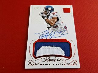 2015 Flawless Michael Strahan Hof 4/15 Auto Ruby 2 Clr Nameplate Patch Autograph