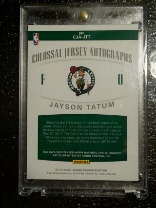 JAYSON TATUM 2017 - 18 Panini National Treasures Colossal Autograph /99 RPA Auto 2