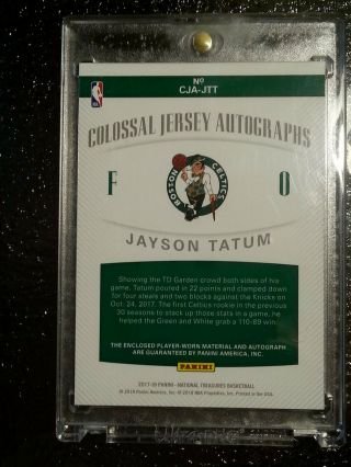 JAYSON TATUM 2017 - 18 Panini National Treasures Colossal Autograph /99 RPA Auto 3