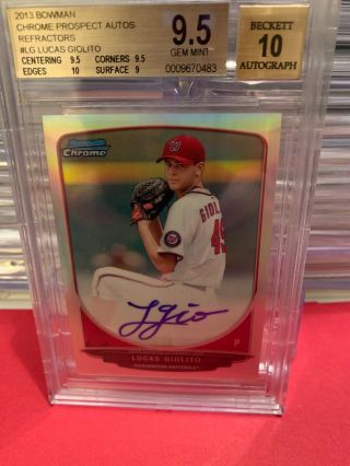 2013 Lucas Giolito Bowman Chrome Refractor Auto Rookie Bgs 9.  5/10 Sweet Subs