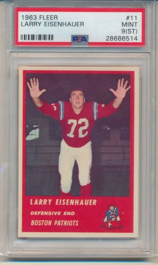 1963 Fleer Football Larry Eisenhauer (rookie Card) (11) Psa9 (st) Psa
