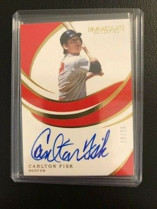 2019 Panini Immaculate Baseball Carlton Fisk On Card Auto 19/25 Red Sox