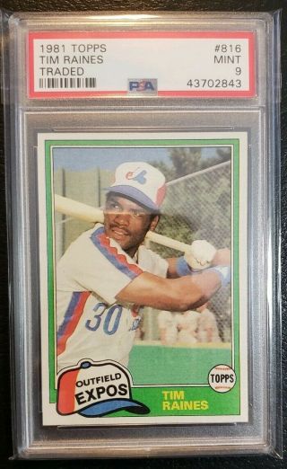 1981 Topps Traded 816 Tim Raines Montreal Expos Rc Rookie Psa 9