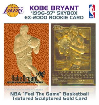 1996 - 97 Kobe Bryant Feel The Game Nba Skybox Ex - 2000 Rookie 23k Gold Card