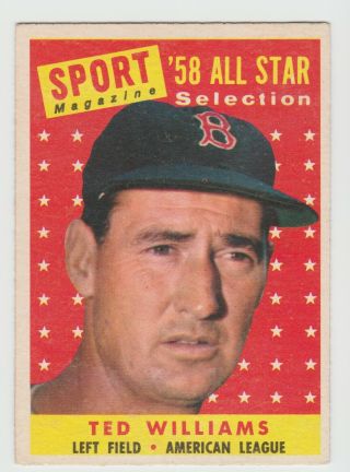 1958 Topps Ted Williams All Star 485 Crease Ex/nm,  Look
