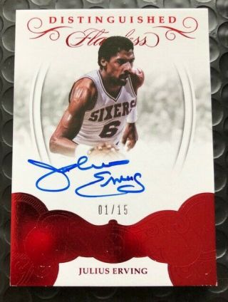 2017 - 18 Flawless Julius Erving Distinguished On Card Auto Autograph Ruby 1/15