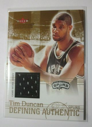 2004 - 05 Fleer Throwbacks Defining Authentic Tim Duncan Game Worn Jersey Relic