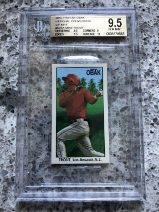 Mike Trout 2010 Tristar Obak National Convention Mini Sp Rookie Bgs 9.  5 Angels