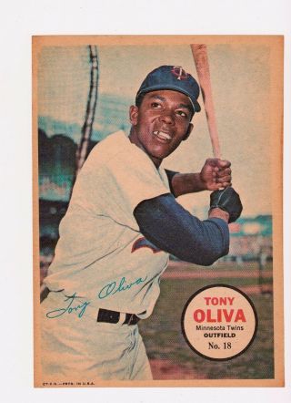 1967 Topps Posters Tony Oliva 18 Ex,  Raw P286
