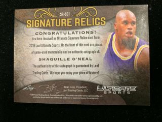 2019 Leaf Ultimate Shaquille Shaq O ' Neal Quad Jersey Patch Auto Lakers Magic /15 2