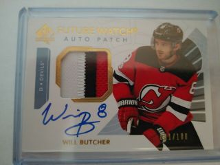 2017 - 18 Sp Authentic Auto Patch 3 Col Will Butcher /100 Rc Rookie