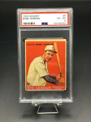 1933 Goudey Baseball Babe Herman Psa Vg - Ex 4 5 Chicago Cubs