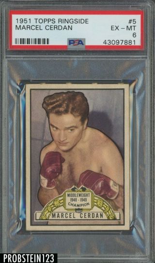 1951 Topps Ringside Boxing 5 Marcel Cerdan Psa 6 Ex - Mt