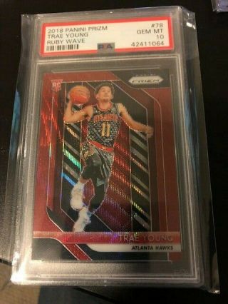 2018 Panini Prizm Trae Young Ruby Wave Psa 10