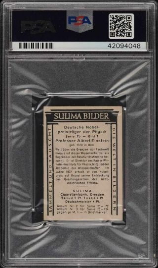 1928 Sulima Die Welt In Bildern Series 75 Albert Einstein 1 PSA 2 GD (PWCC) 2