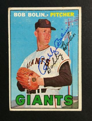 Bobby Bob Bolin Giants Signed 1967 Topps Baseball Card 252 Auto Autograph