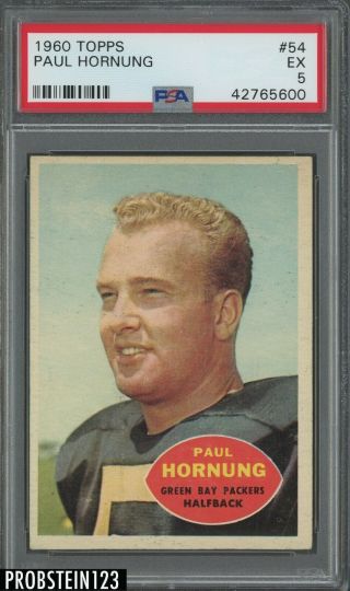 1960 Topps 54 Paul Hornung Psa 5 Ex Packers Hof