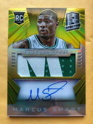 2014 - 15 Spectra Marcus Smart Rc Auto 2 Color Patch /10 Gold Prizm Refractor